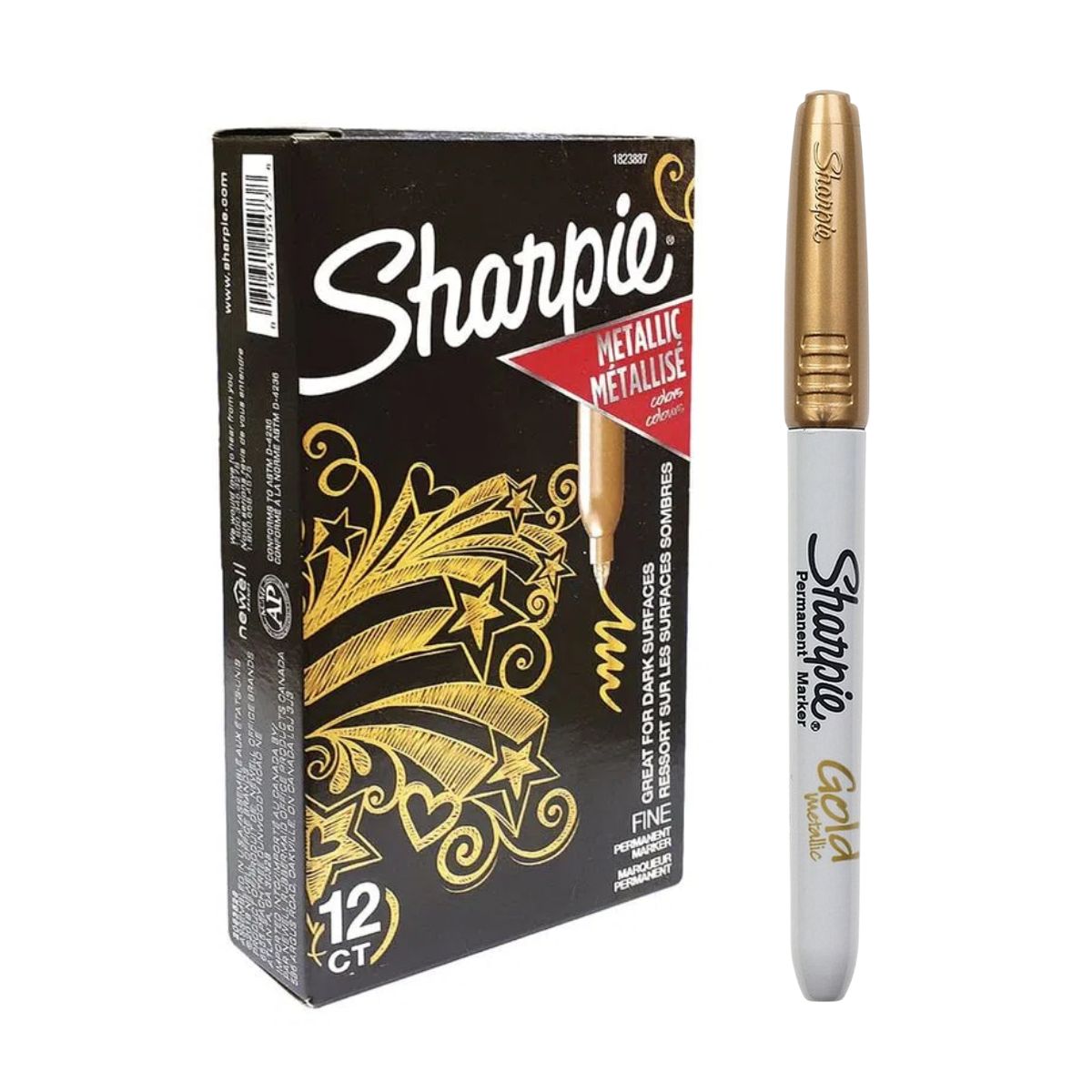 Marcadores Permanentes Sharpie Metálico Oro 12 Piezas
