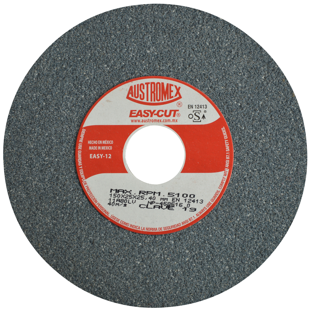 Rueda Abrasiva Austromex para Esmerilar y Afilar, 150 x 25 x 25.4 mm