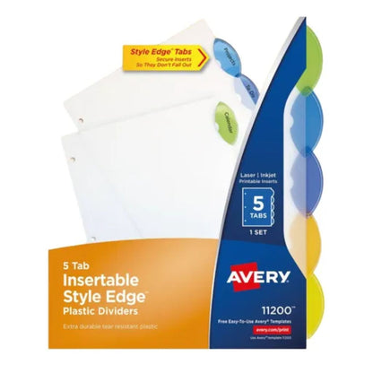 5 Pestañas Ovaladas Separador Plástico Avery Insertables