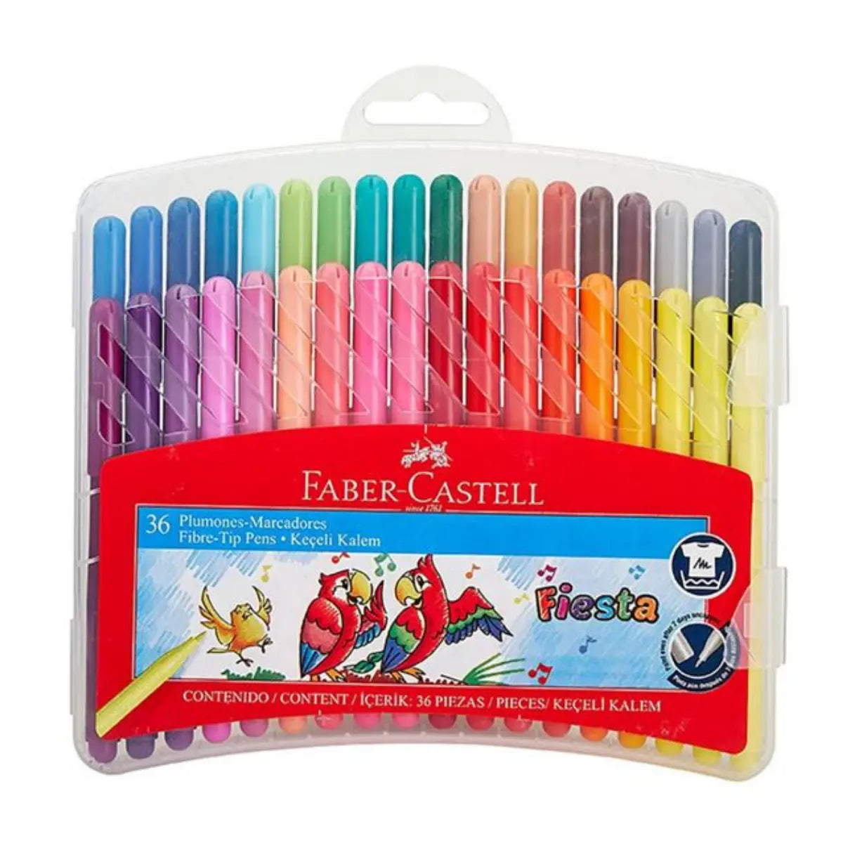 Plumones Lavables Faber Castell Colores Fiesta 36 Pz - Faber Castell - empaque