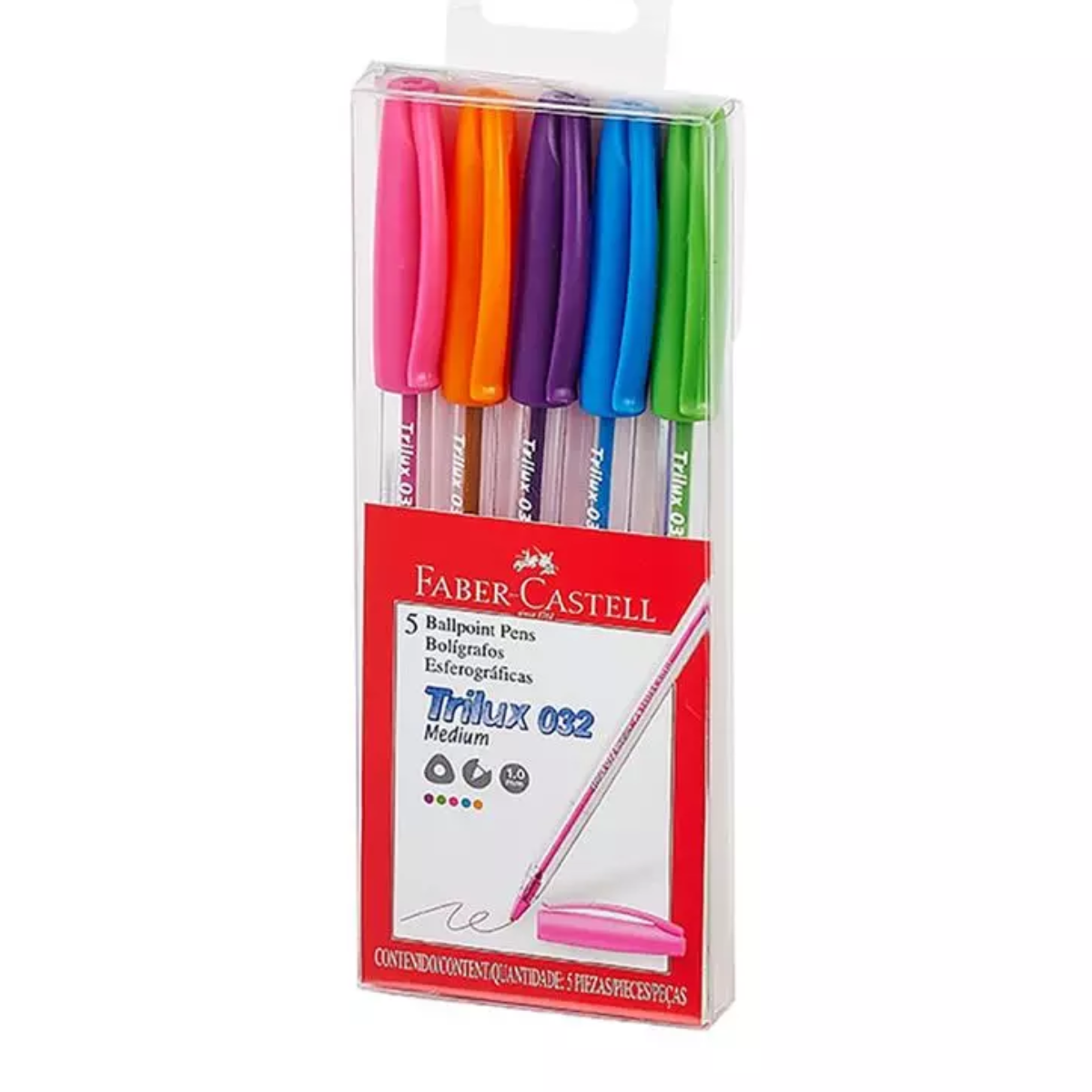 Bolígrafos Punta 1m Color Surtido Faber Castell Trilux 032 5Pz - MarchanteMX