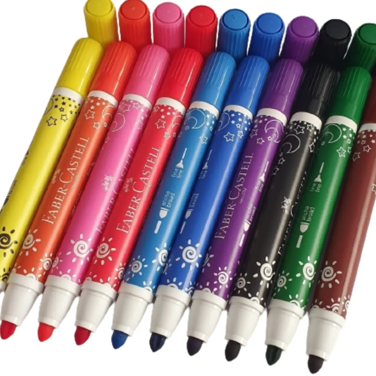 Plumones Gruesos Faber Castell Doble Punta 10 Pz - Faber Castell - vista trasera