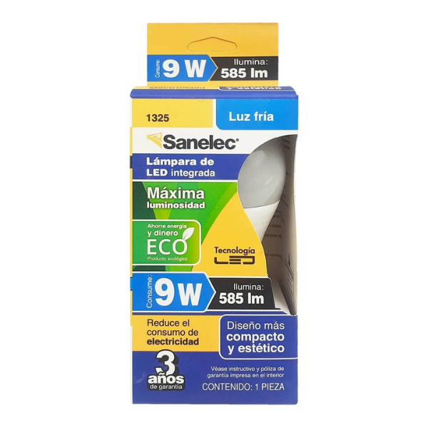 Foco Bombilla Led Sanelec 9w Luz Blanca Fría 6500k