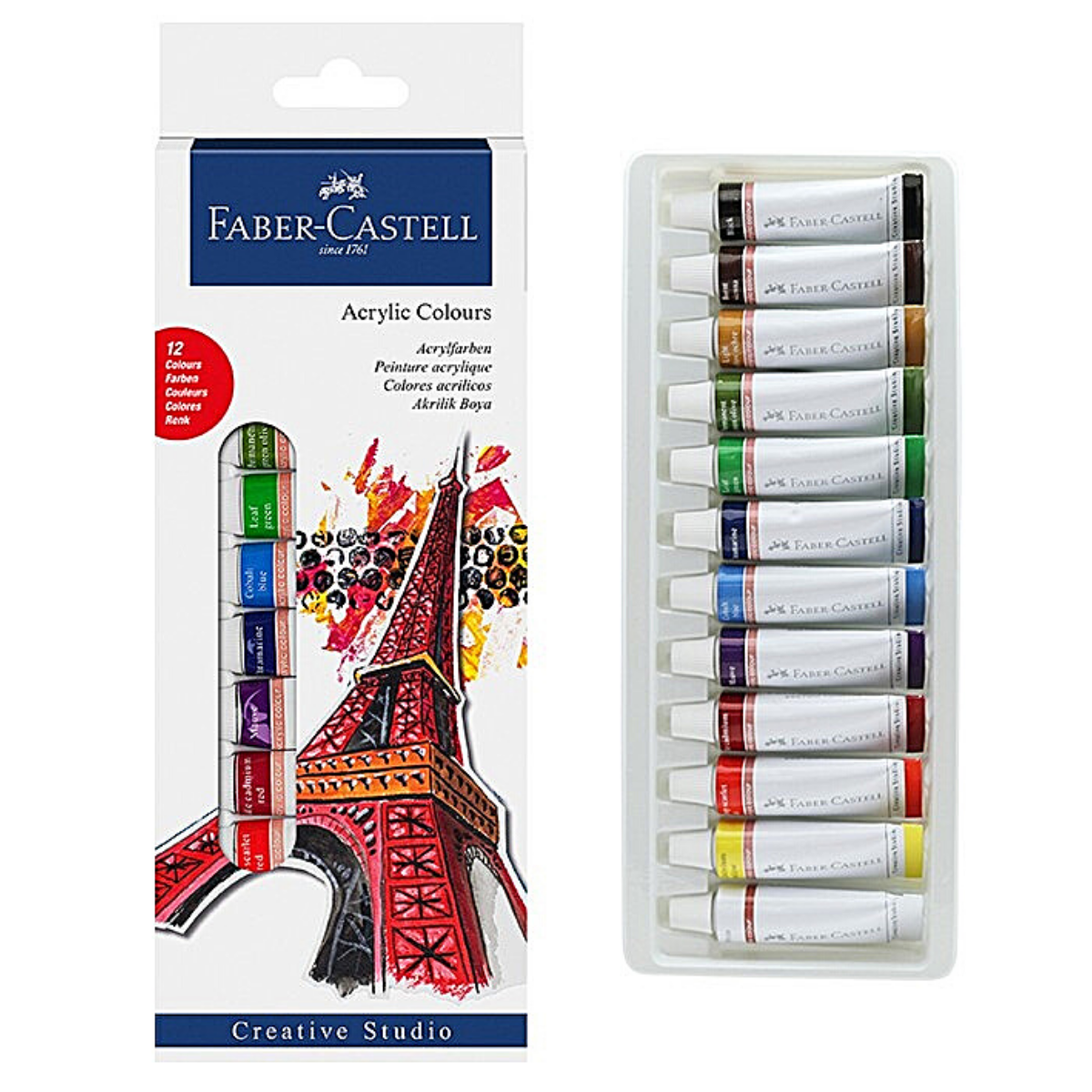 Pinturas Acrílicas Profesionales Faber Castell Set 12 Pz - MarchanteMX