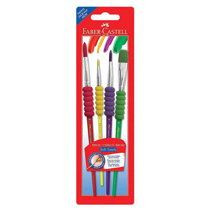 Pinceles Sintéticos Faber Castell Eva Agarre Grip 4 Pz - Faber Castell - vista lateral