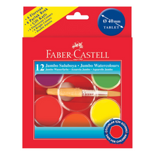 Acuarelas Jumbo Faber Castell Pastillas Colores Estuche 12 Pz - MarchanteMX