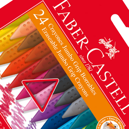 Crayones Jumbo Borrable Faber Castell Grip Triangular 24 Pz - MarchanteMX