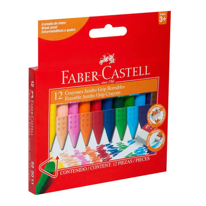 Crayones Jumbo Borrable Faber Castell Grip Triangular 12 Pz - Faber Castell