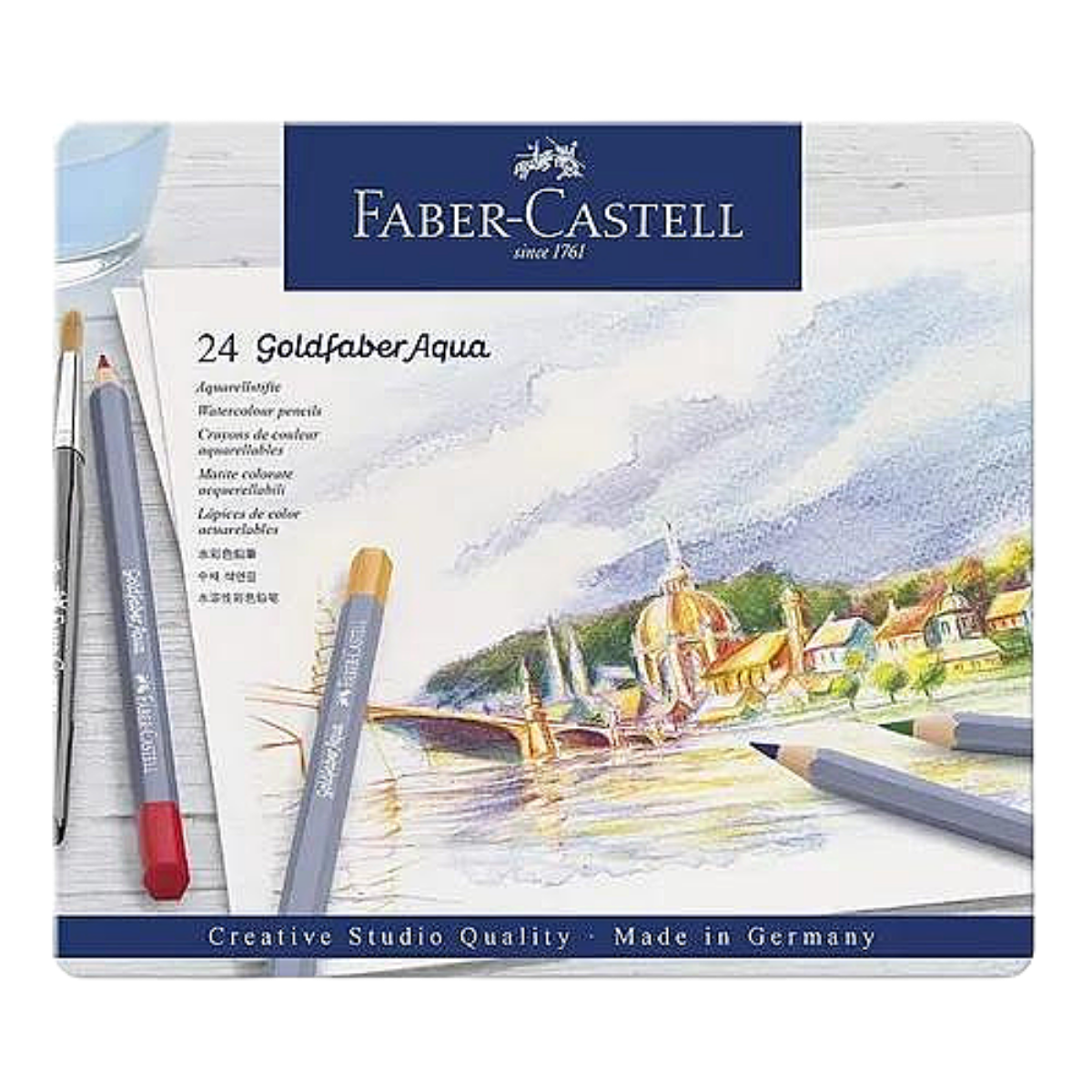 Lápices de Colores Acuarelables Faber Castell Profesional Goldfaber Aqua 24 Pz - MarchanteMX