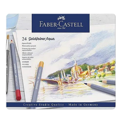 Lápices de Colores Acuarelables Faber Castell Profesional Goldfaber Aqua 24 Pz - MarchanteMX