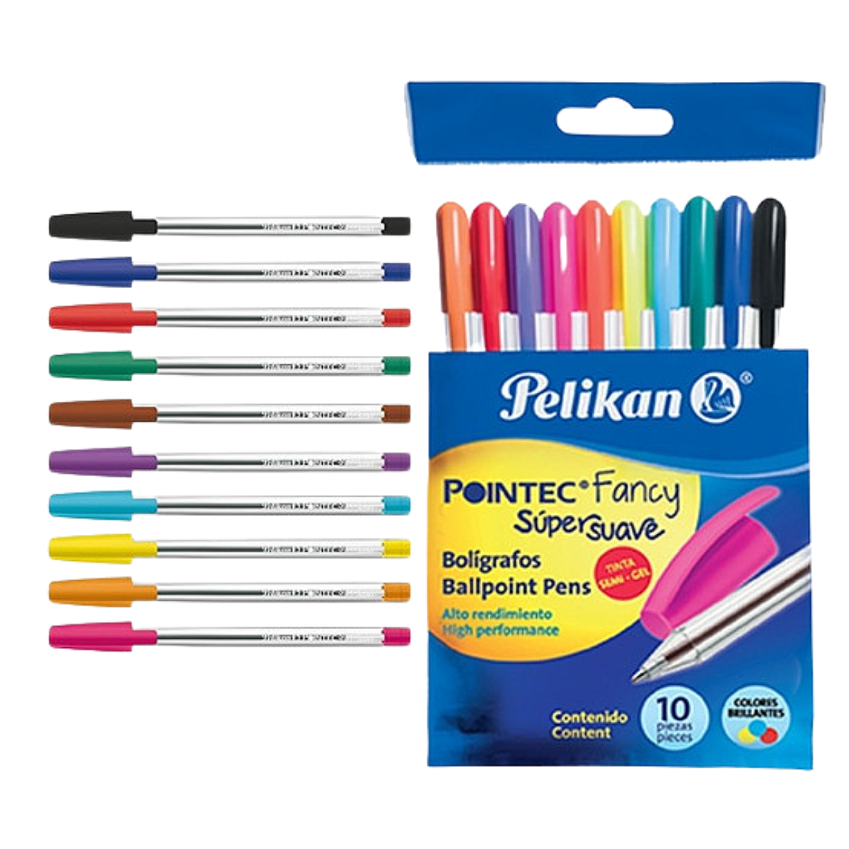 Plumas Bolígrafos Colores Semi Gel Pelikan Pointec Fancy 10 Piezas