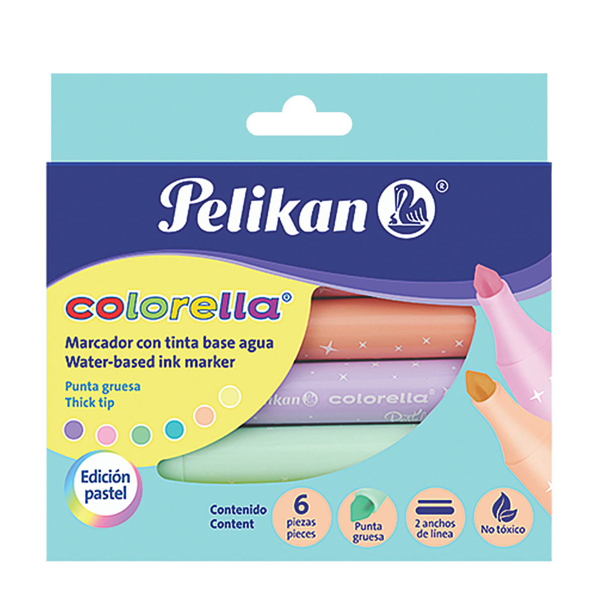 Plumones Plumin de Colores Pastel Pelikan Colorella 6 Piezas