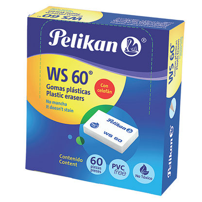 Gomas Plásticas Borrador Ws60 Blanca Pelikan 60 Piezas