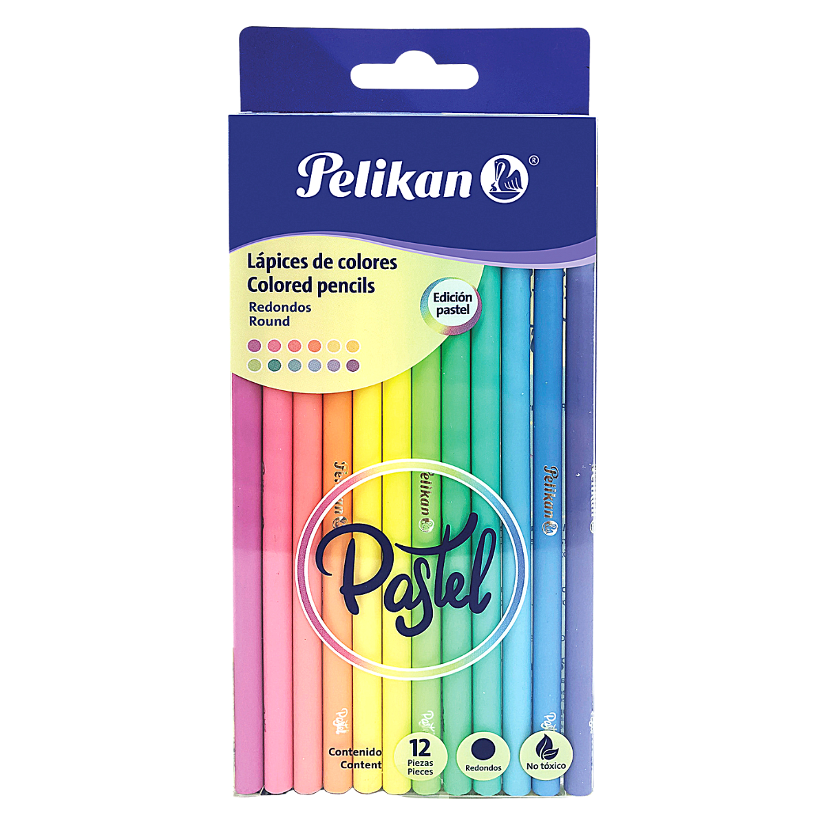 Lápices de Colores Pastel Redondos Largos 3.3mm Pelikan 12 Piezas