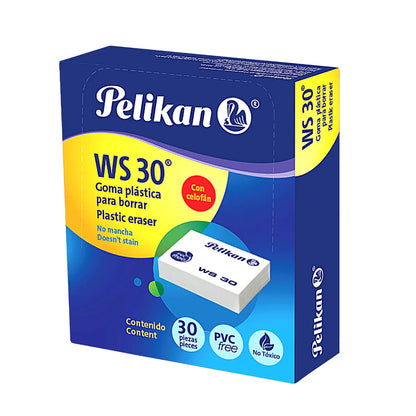 Gomas Borrador Plástica Ws30 Blanca Lápiz Escolar Pelikan 30 Piezas - Pelikan - accesorios