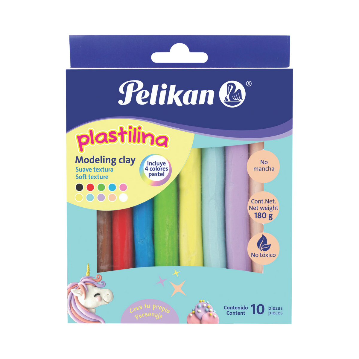Barras de Plastilina Brillantes Colores Pastel Pelikan 10 Piezas