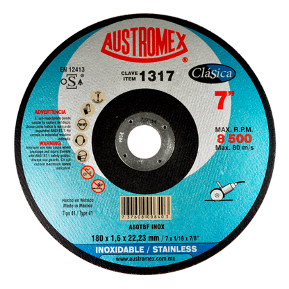 25 Piezas Disco Abrasivo Austromex Corte Acero 180x1.6x22.23 Mm 7puLG