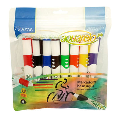 Marcadores Azor Base Agua Aquarelo Grip 8 Piezas