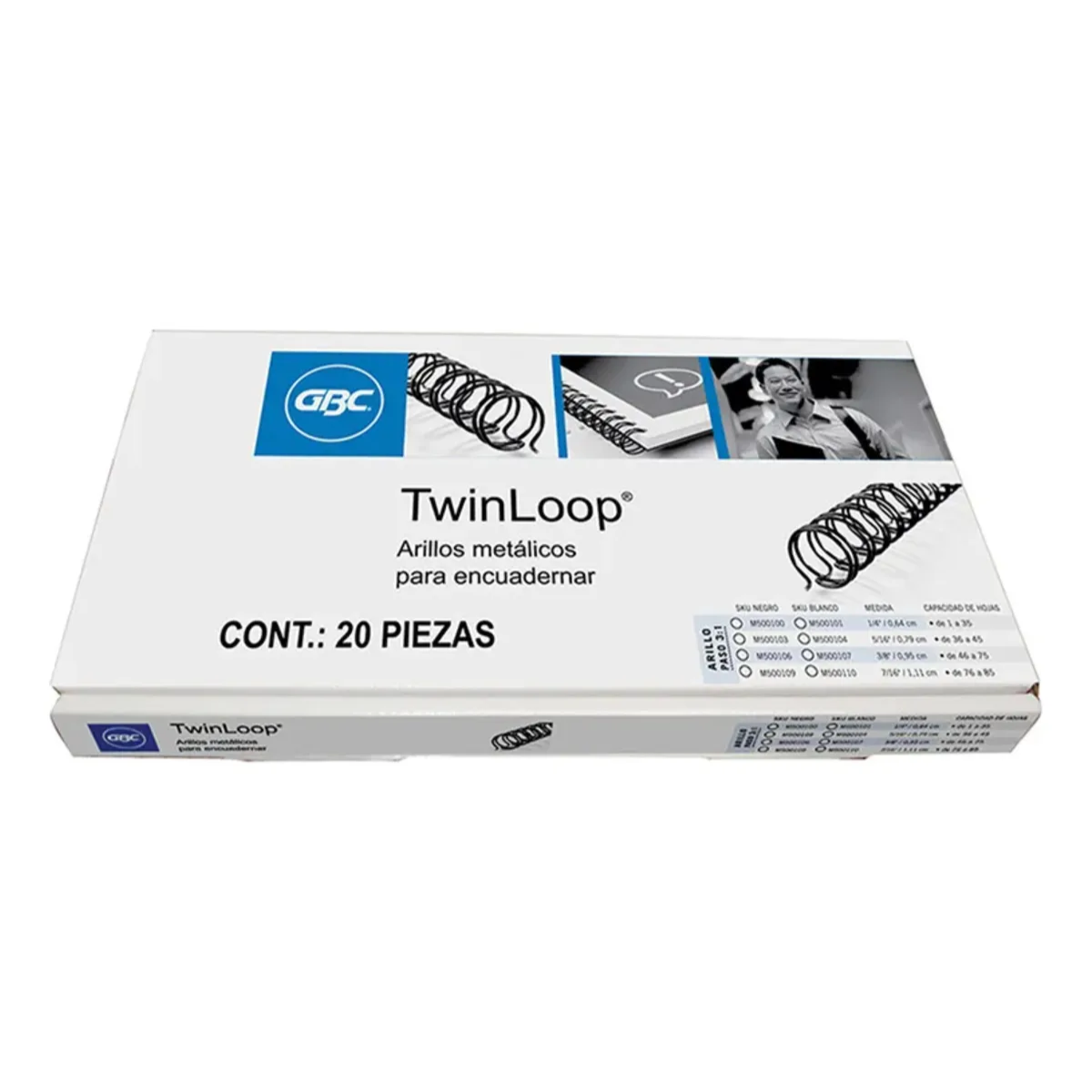 20 Arillos Metálicos Twinloop Gbc P7230 5/16 60/h Paso 3:1 GBC