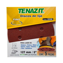 Paquete 5 Discos Lija Autoadherible G120 127mm Clave 2258 Temazit