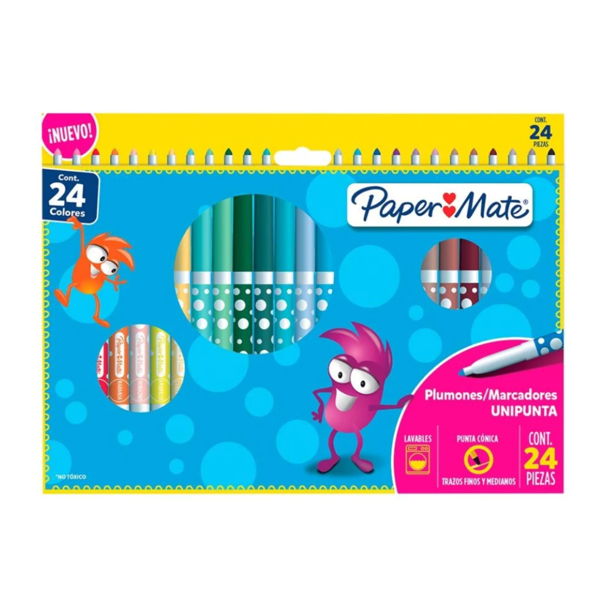 Plumones Marcadores de Colores Paper Mate Pincelin 24 Piezas