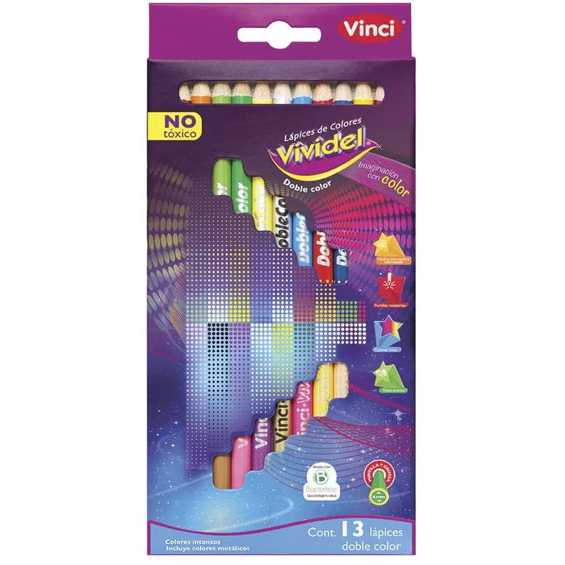 Lapices Dobles de Color 26 Colores Vinci Vividel 4mm 13 Piezas