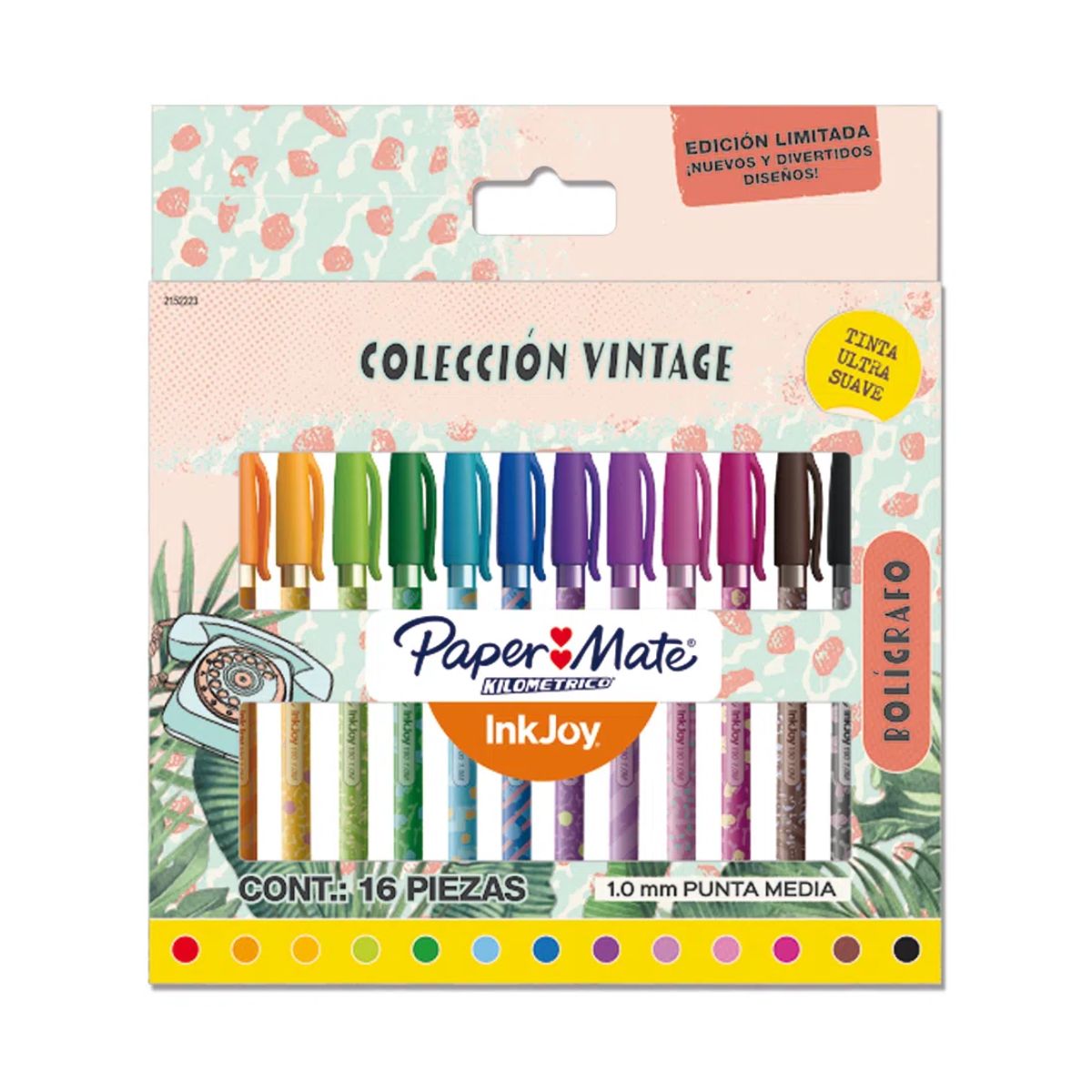 Bolígrafos de Colores Paper Mate Vintage Punta Media 1.0mm 16 Piezas
