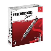 12 Marcadores Permanentes Esterbrook Sharpie Punta Cincel Color Rojo