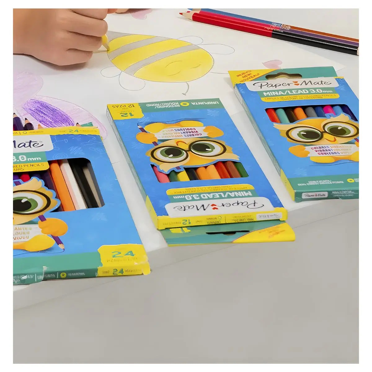 12 Lápices Colores Paper Mate Redondos Unipunta - Papermate - vista lateral