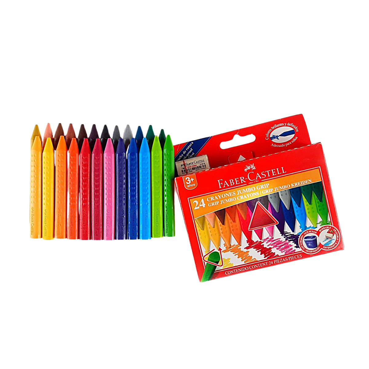Crayones Borrable Faber Castell Grip Triangular 24 Pz - MarchanteMX