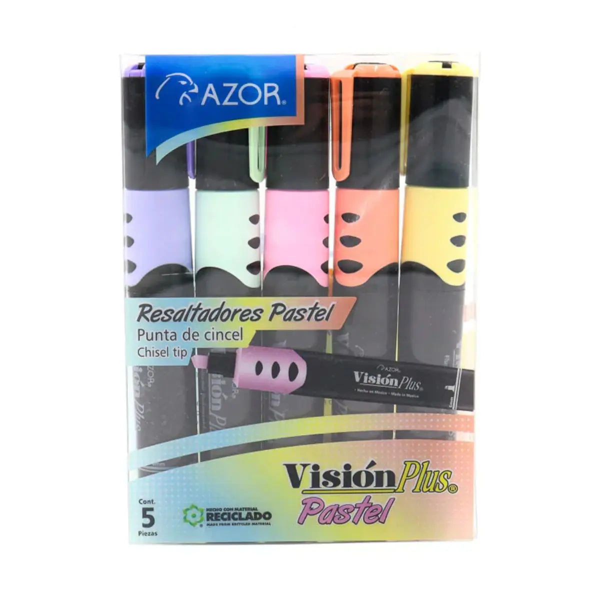 Marcatextos Azor Colores Pastel Cincel Vision Plus 5 Piezas ...
