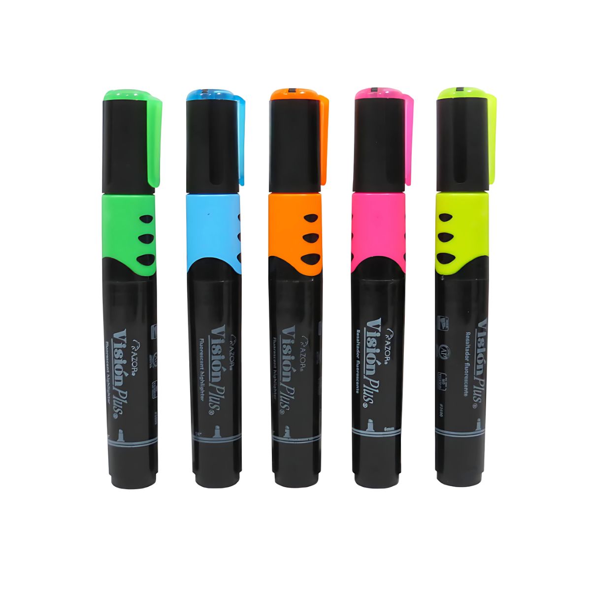 5 Marcatextos Colores Fluorescente Cincel Azor Vision Plus