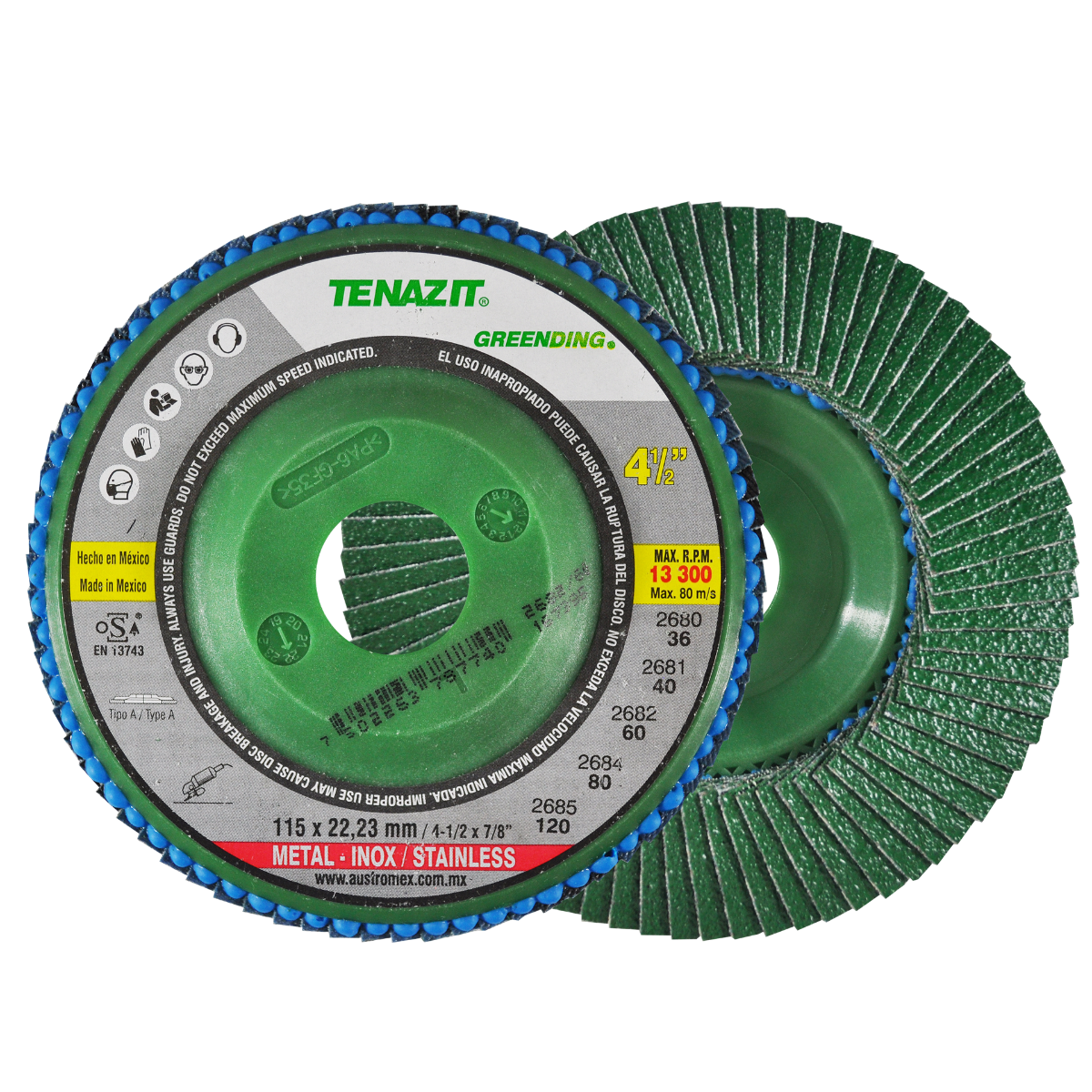 Disco Laminado Tenazit Ecológico Grano 36, 115 x 22.23 mm