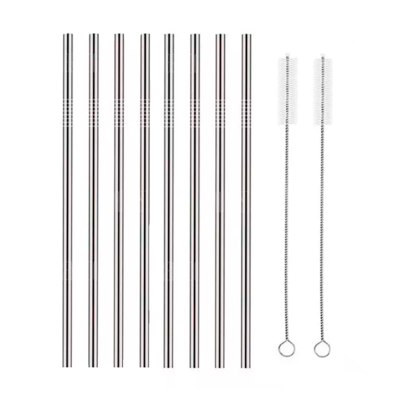 Popotes Ecológicos Acero Inoxidable Reusable Recto 4 Piezas