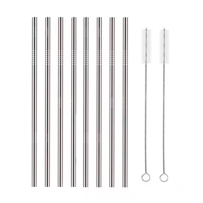 Popotes Ecológicos Acero Inoxidable Reusable Recto 4 Piezas