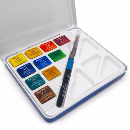 Set 10 Acuarelas Aquafine Pastilla Estuche Mini Daler Rowney
