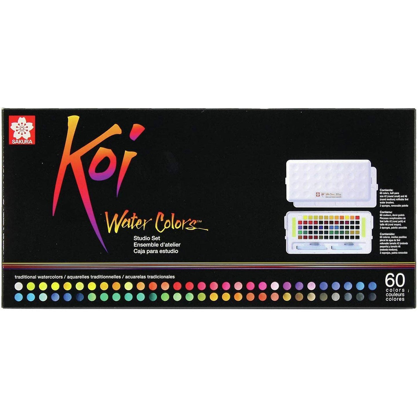 Estuche Acuarelas Sakura Koi 60 Colores +2 Pinceles Pintura