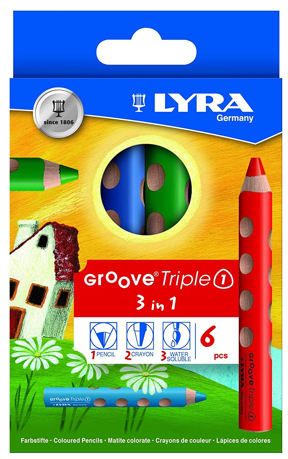 Lápices De Colores Acuarelable Lyra Groove Triple One Set 6 Piezas
