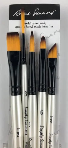 Pinceles Daler Rowney Simply Simmons Acuarela Acrílico Set 5 Piezas