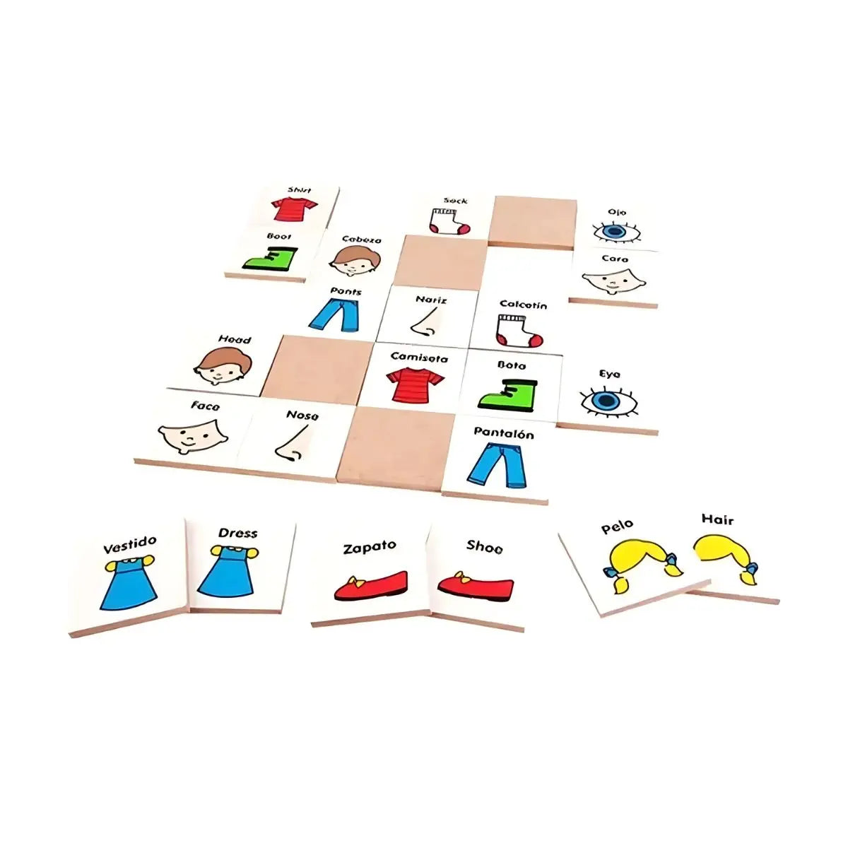 Juego Memoria Partes Cuerpo Esp-ing Madera Didáctico Diako Diako
