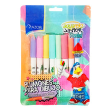 Plumones Azor Delgados Lavables Aquarelo Pastel 8 Piezas