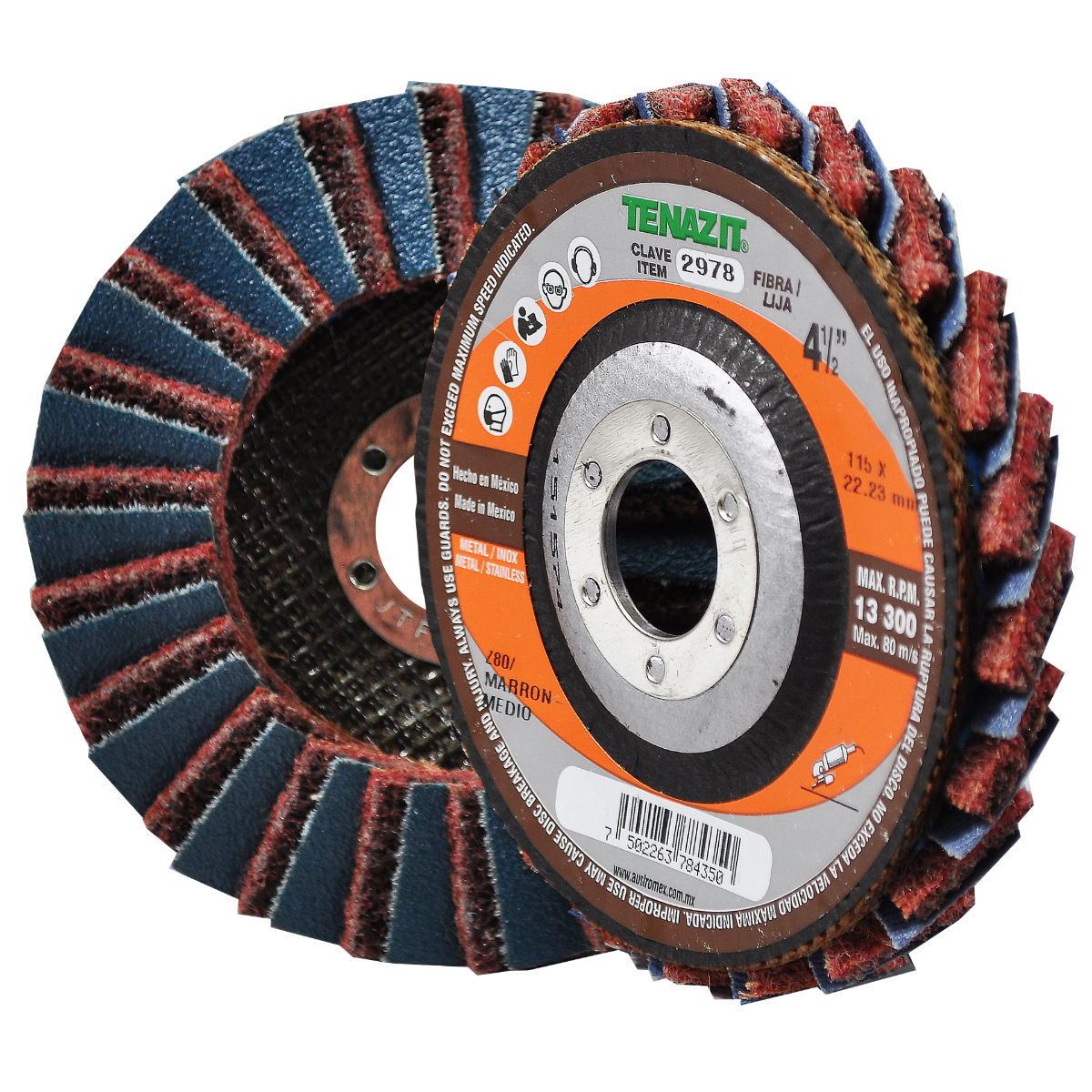 Disco Laminado Tenazit Fibra Media con Lija de Zirconio, Grano 80