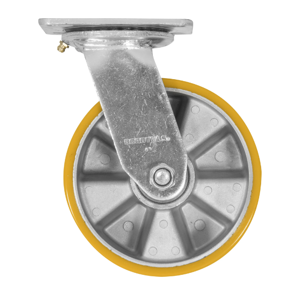 Rodaja De Aluminio PU Naranja Giratoria Con Placa 6" Dogotuls