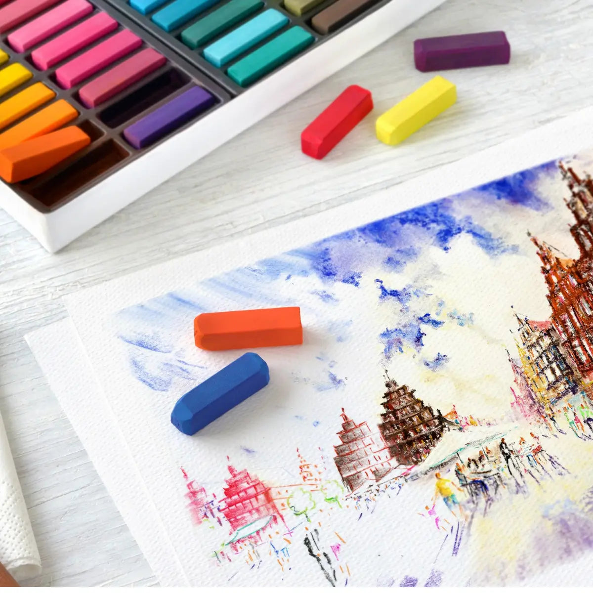 Tizas Pasteles Suaves Blandos Mini Faber Castell Estuche 24 Pz - Faber Castell - uso