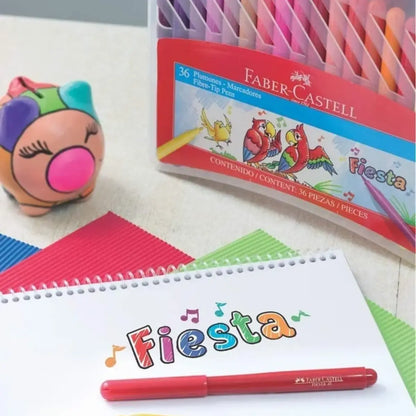 Plumones Lavables Faber Castell Colores Fiesta 36 Pz - Faber Castell