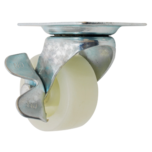 Rodaja de Polipropileno Blanca Giratoria con Freno de 2"
