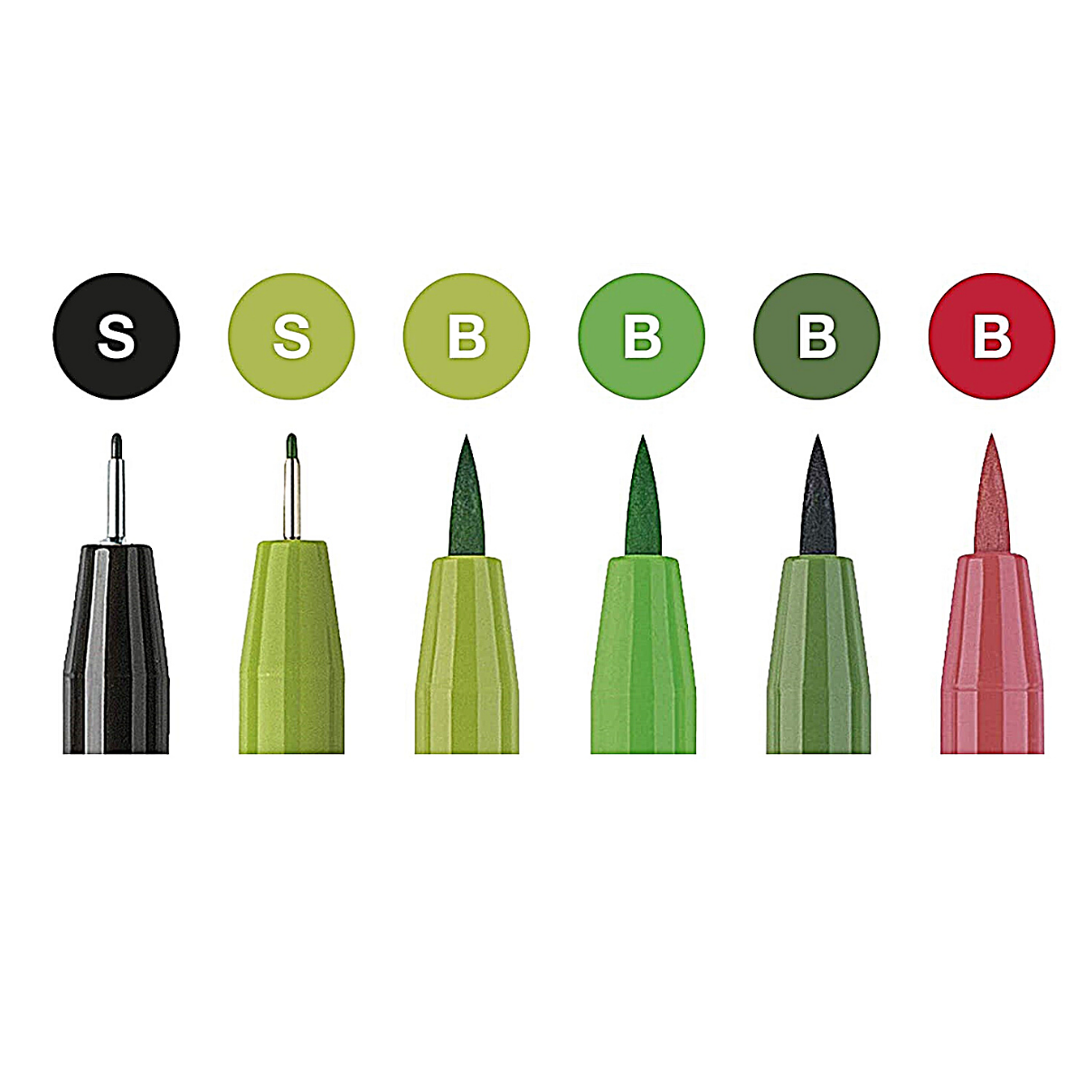 Rotuladores Tonos Verde Faber Castell Profesionales 6 Pz - MarchanteMX