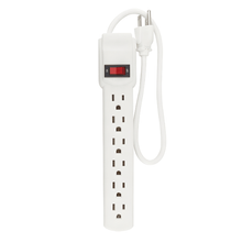 Multicontacto blanco 6 entradas con interruptor y protección Sanelec 8622