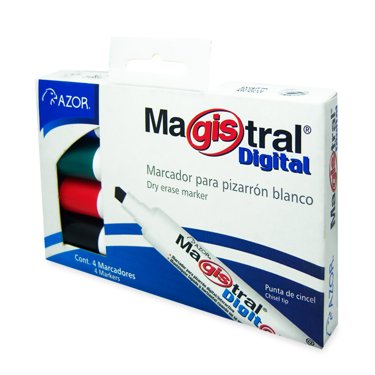 Marcadores Azor para Pizarrón Blanco 6mm Magistral Digital 4 Piezas