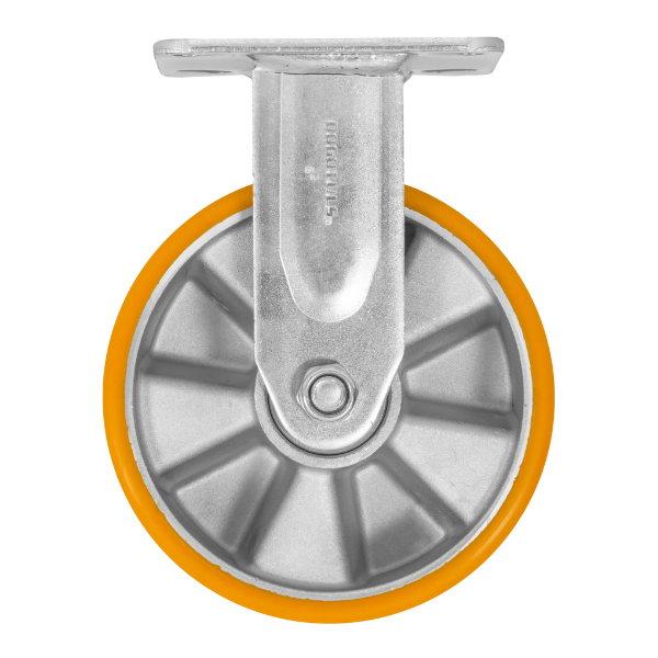 Rodaja De Aluminio PU Naranja Fija Con Placa 6" Dogotuls